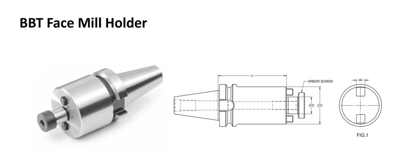 BBT40 FMH 1.000 - 2.00 Face Mill Holder (Balanced to 2.5G 25000 RPM)